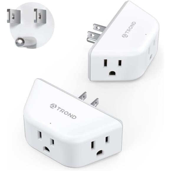 Multi Plug Outlet Extender 2 Pack - Electrical Wall Outlet Splitter,3 Way Outlet